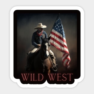 american flag, wild west, cowboy Sticker